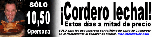 Cordero lechal asado a mitad de precio en el Restaurante El Senador de Madrid - © Cucharete.com