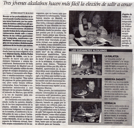 Cucharete.com en el Diario de Alcalá
