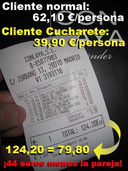 ¡Pide lo que quieras de la carta del prestigioso Restaurante Conlaya y paga lo mínimo! ¡Incluso lo más exclusivo! ¡Gracias a Cucharete! - © Cucharete.com