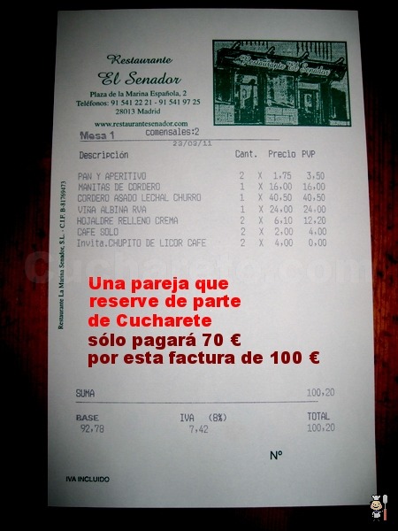 Cordero asado a precio impresionante en el Restaurante El Senador de Madrid - © Cucharete.com